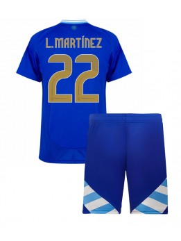 Argentinien Lautaro Martinez #22 Auswärts Trikotsatz für Kinder Copa America 2024 Kurzarm (+ Kurze Hosen)